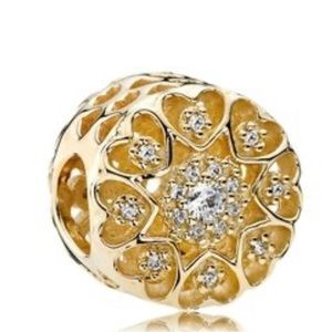 Retired 14k gold Pandora heart charm with CZs